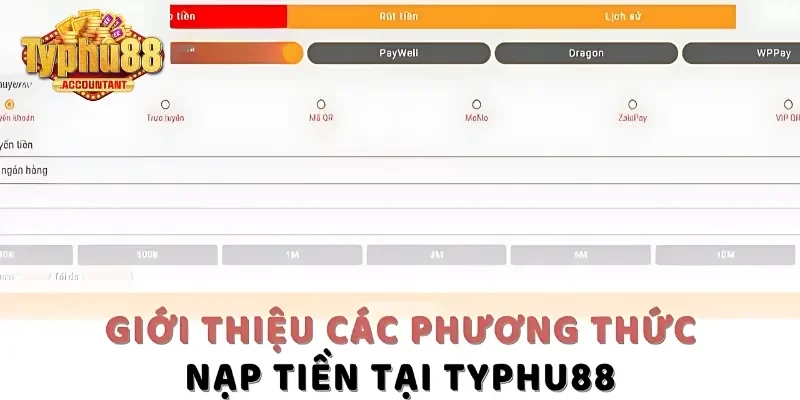 Tổng hợp các hình thức nạp tiền hot hit tại Typhu88